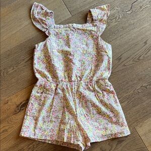 Janie & Jack Girls Floral Ruffle Strap Romper - Pink Multicolor